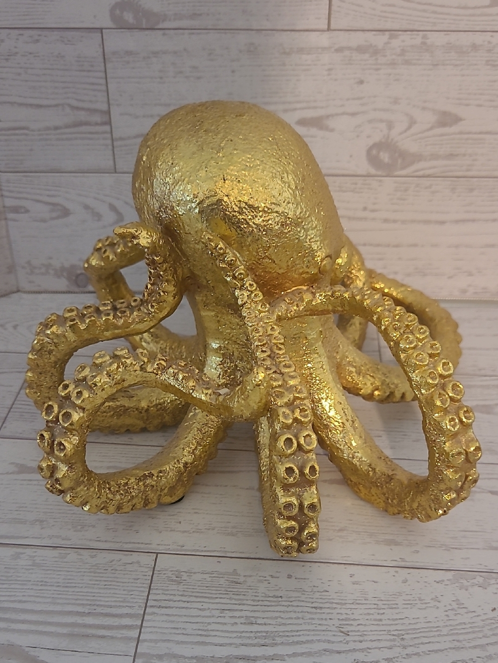 Gold Octopus Figurine Decorative Accent Coastal Beach Centerpiece Sculpture - Picture 2 of 7